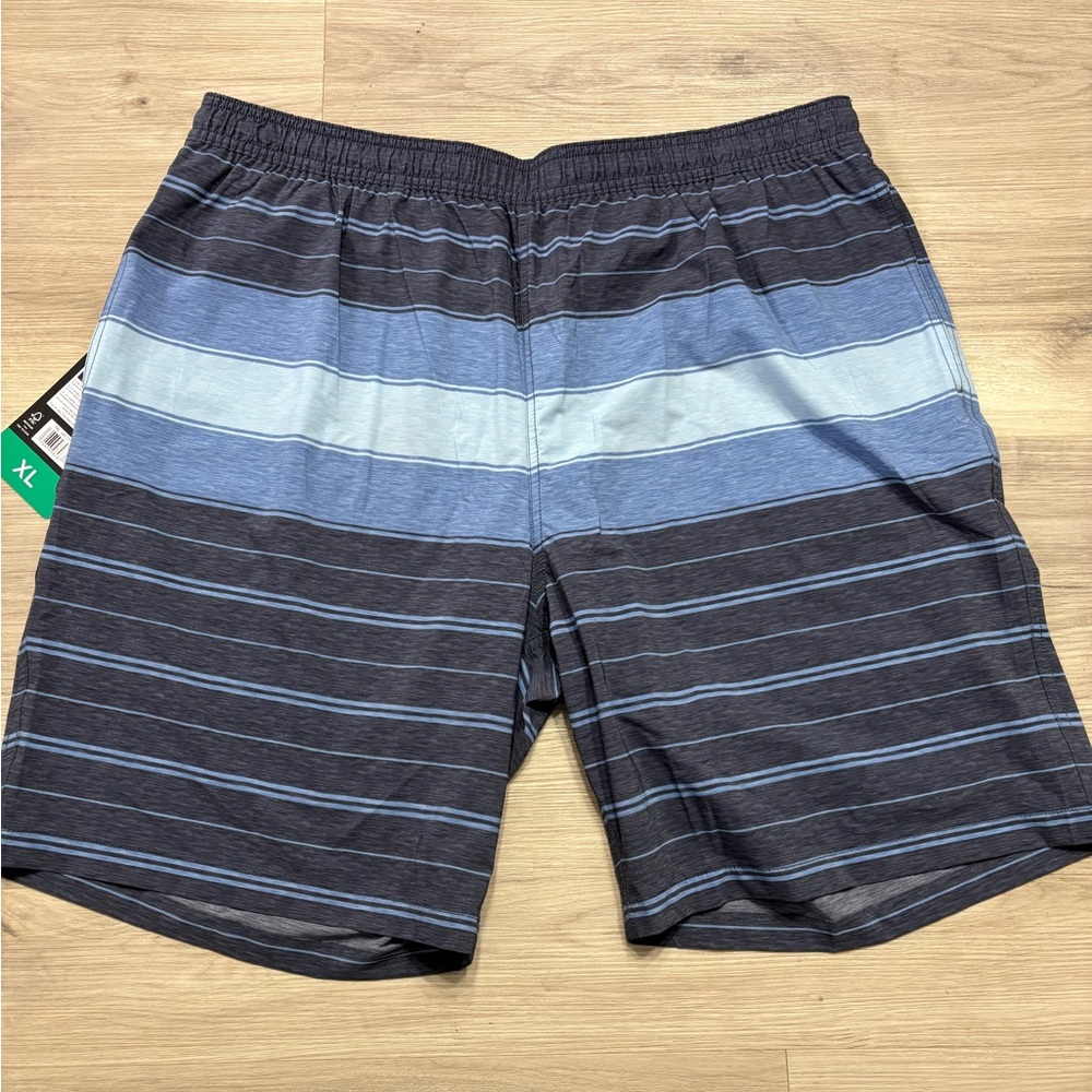 Men's Blue Striped Swim Shorts